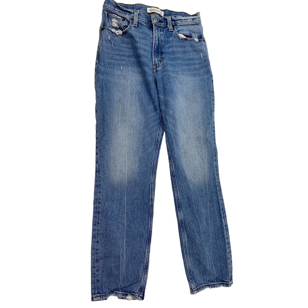 Abercrombie High Rise Mom Jean Size 4 Blue Distressed Destroyed 90s Y2K